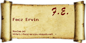 Fecz Ervin névjegykártya